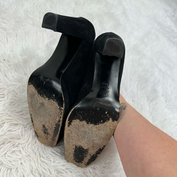 Hobbs London Round Toe Block Heel Suede Pumps Shoes - Picture 9 of 10